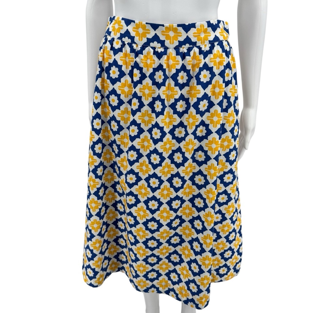 Boden Hattie Poplin Midi Skirt Surf the Web Geometric Stamp Cotton 10P - Picture 2 of 7